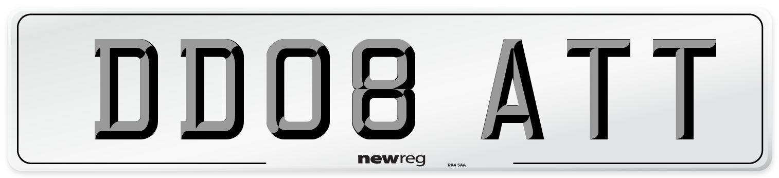 DD08 ATT Number Plate from New Reg